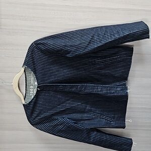 Gap Navy and White Striped Denim Blazer Jacket Medium